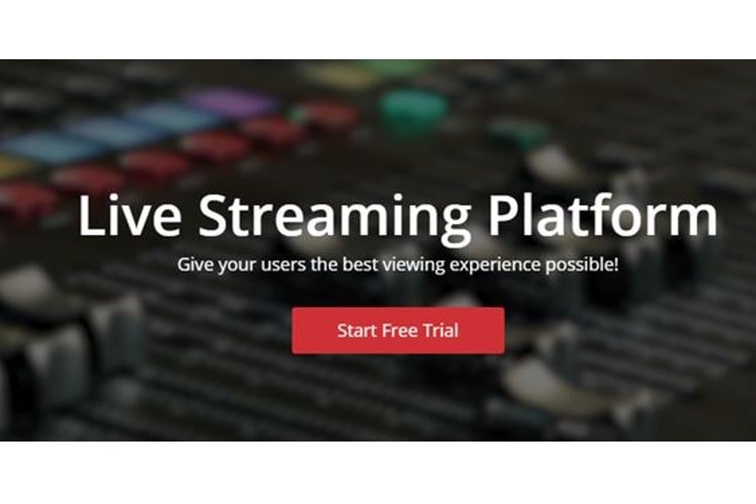 StreamSharks platform til live-streaming med et hovedbanner og en knap til at starte en gratis prøveperiode.
