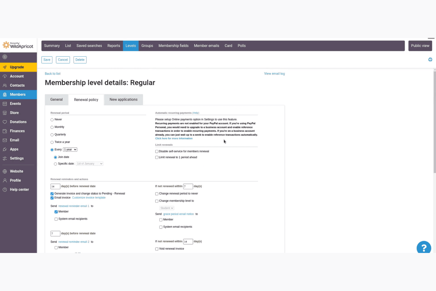 Wild Apricot screenshot