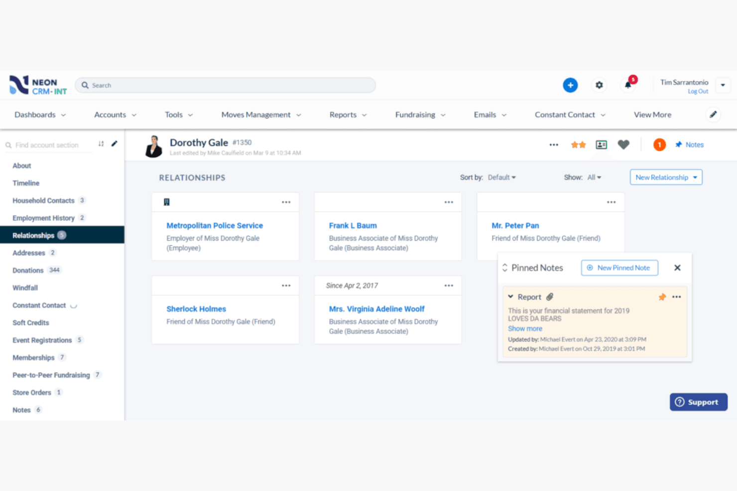 Neon CRM screenshot