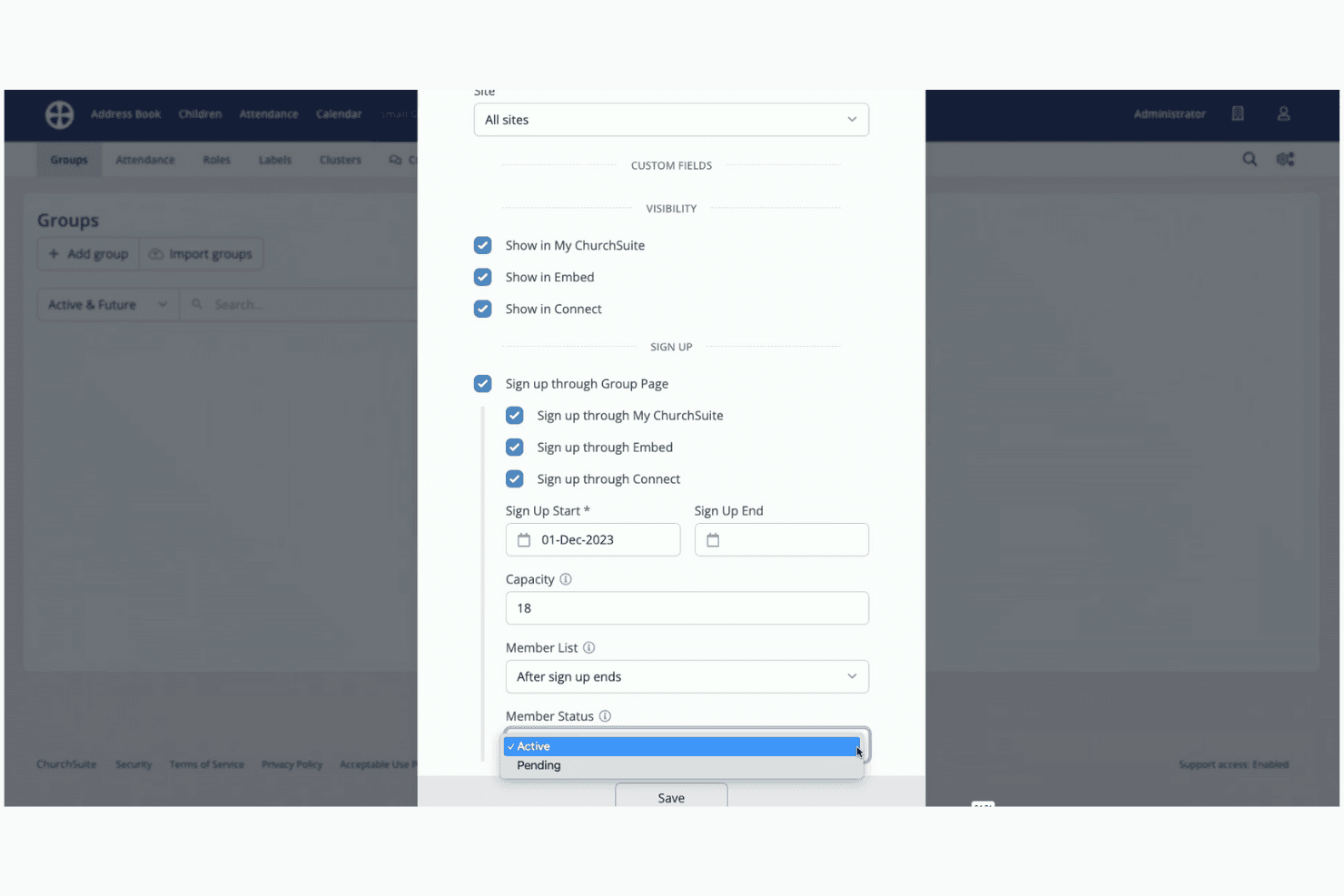 ChurchSuite screenshot