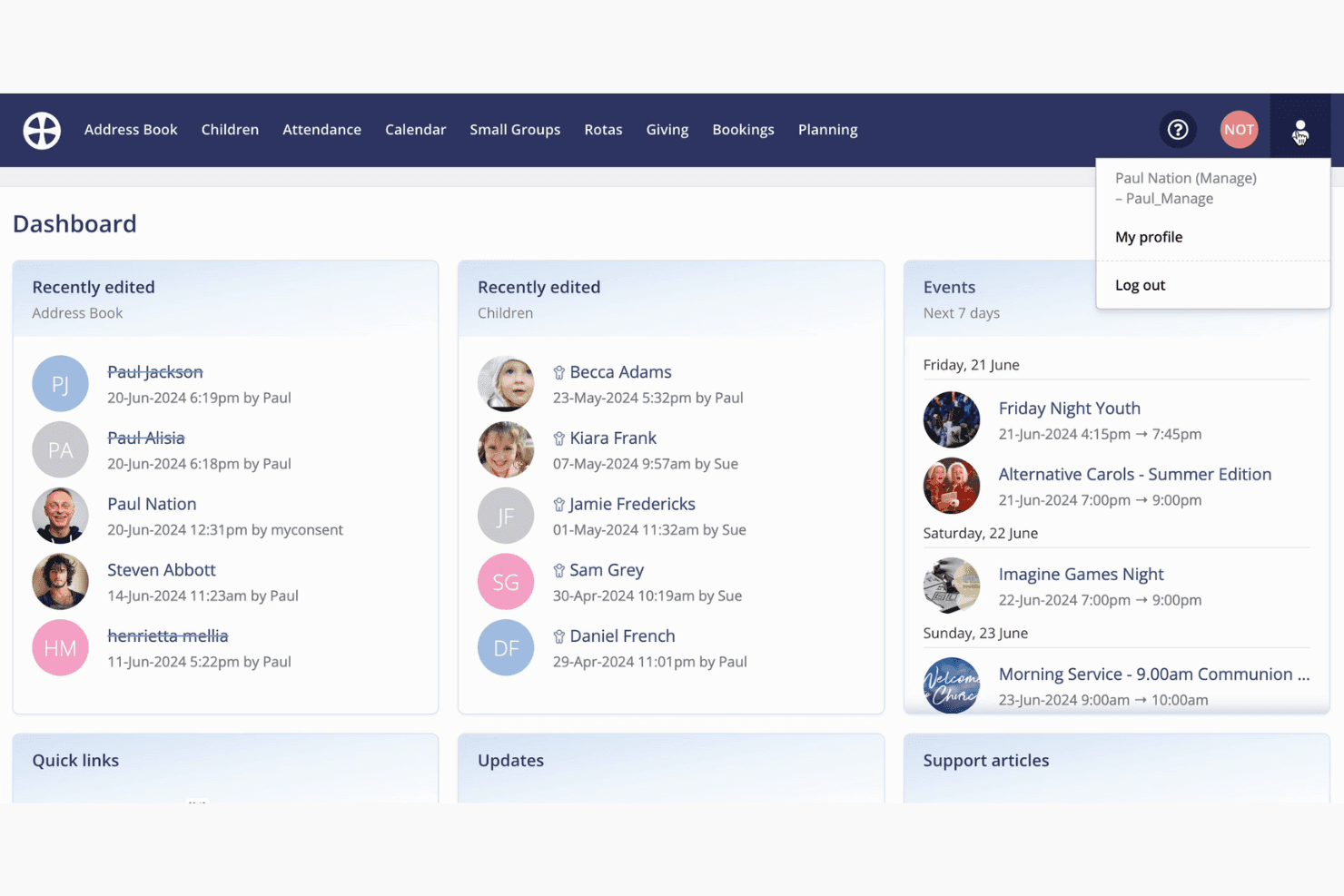 ChurchSuite screenshot