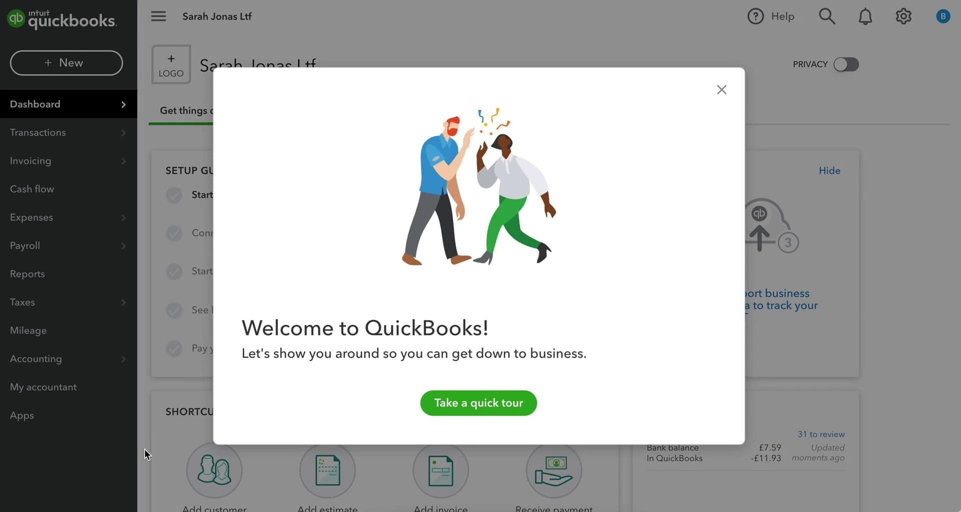 QuickBooks Online screenshot