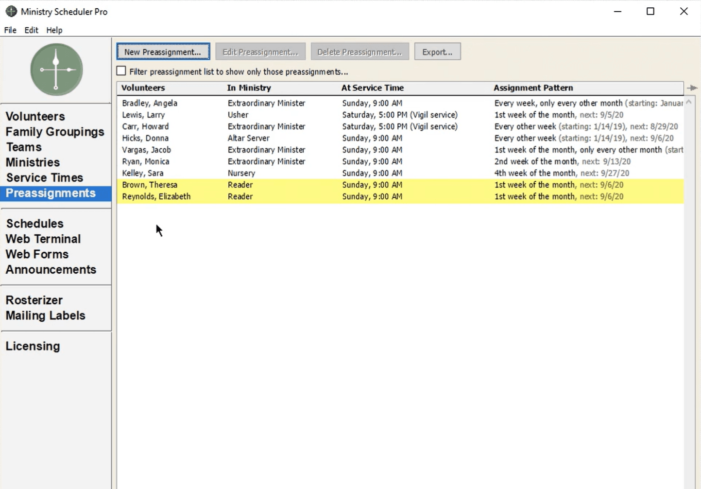 Ministry Scheduler Pro screenshot