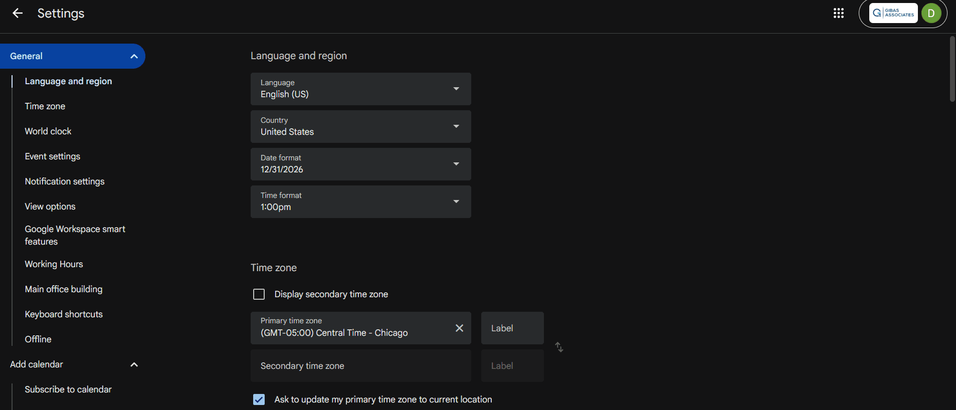 Google Calendar screenshot