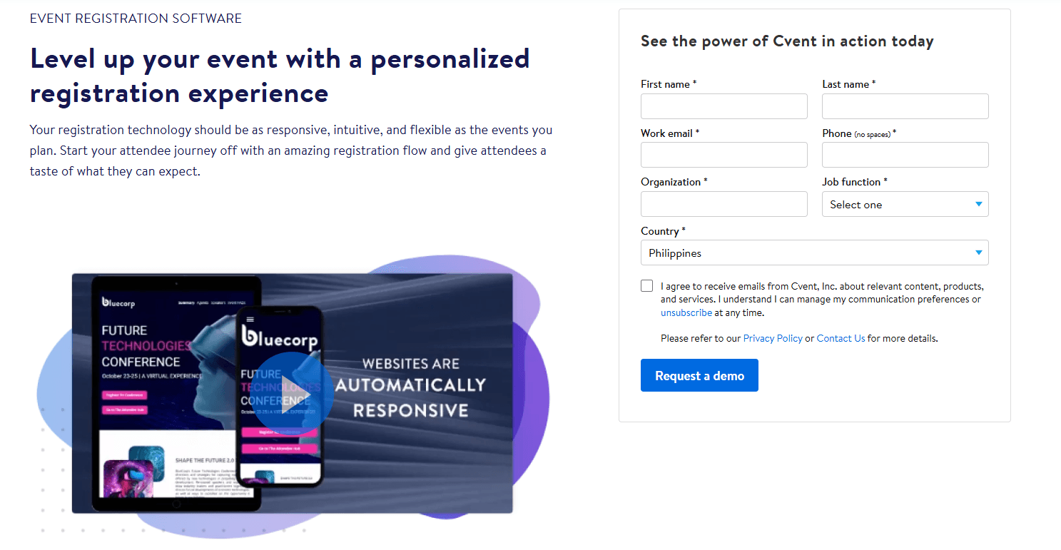 Cvent screenshot
