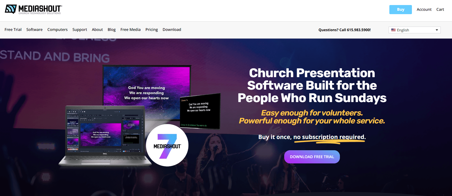 Free church presentation software for lyrics, media, and live services.