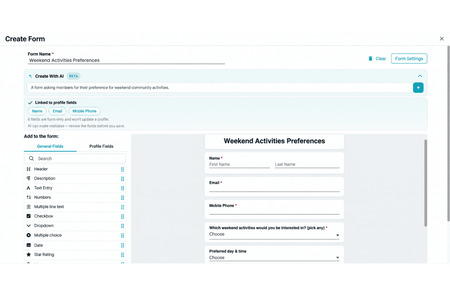 ChMeetings AI-assisted administration with people search, forms, and email drafting.