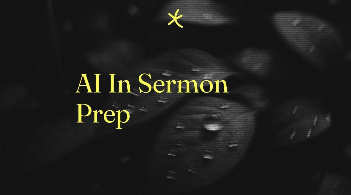 Ai in sermon prep on dark background with leaves and water drops