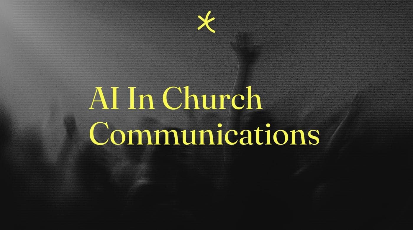 Ai in church communications text on dark background