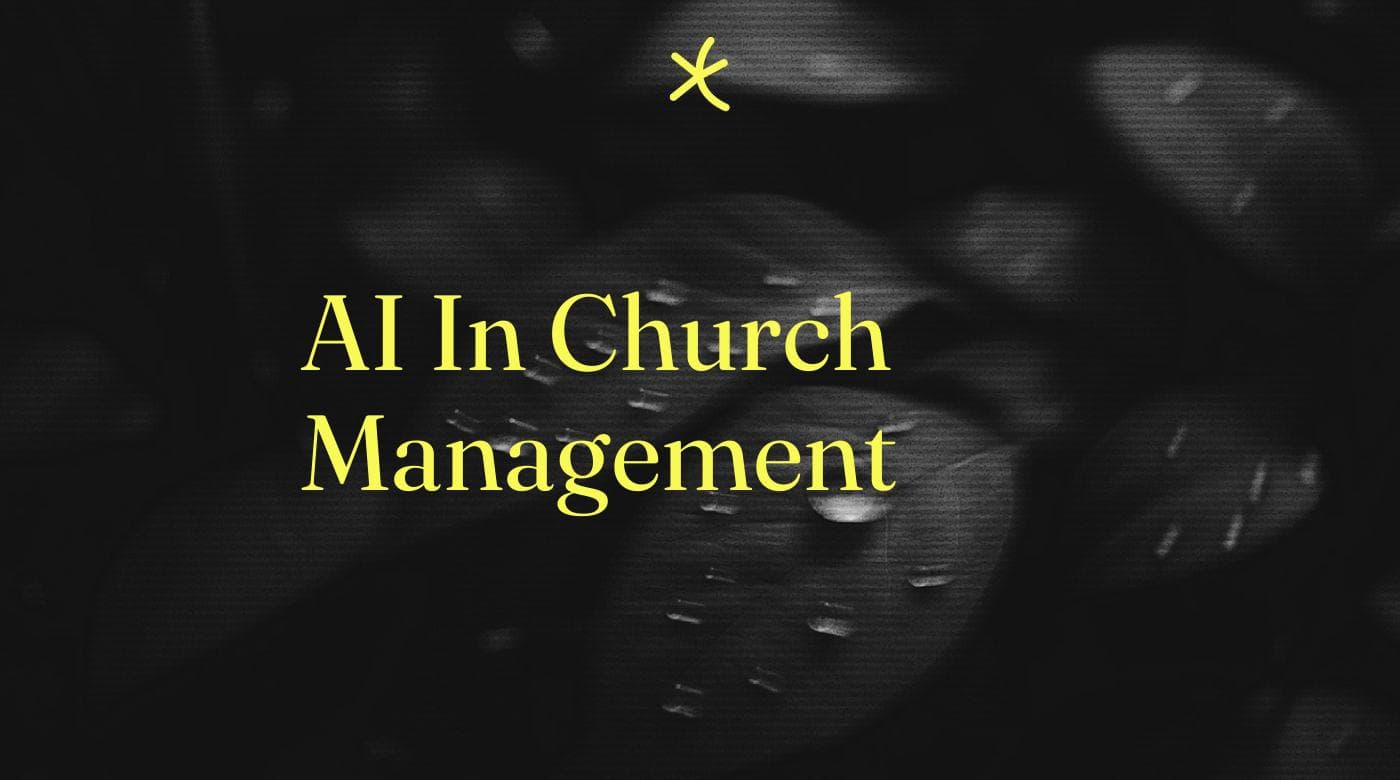 Ai in church management text on dark background