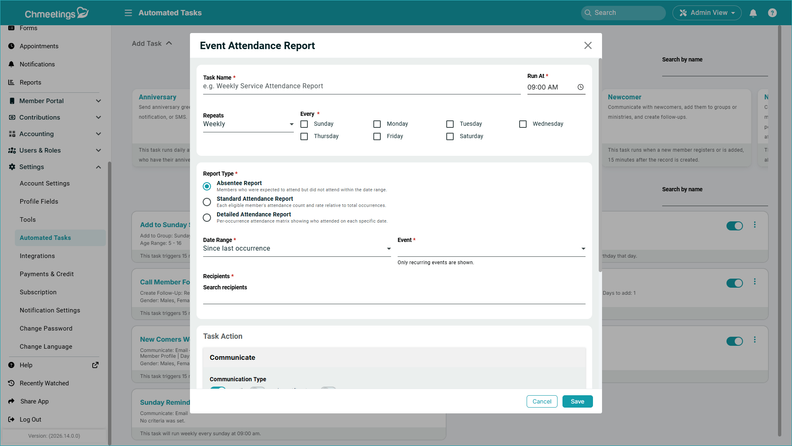 ChMeetings Adds Project Management and Attendance Automation
