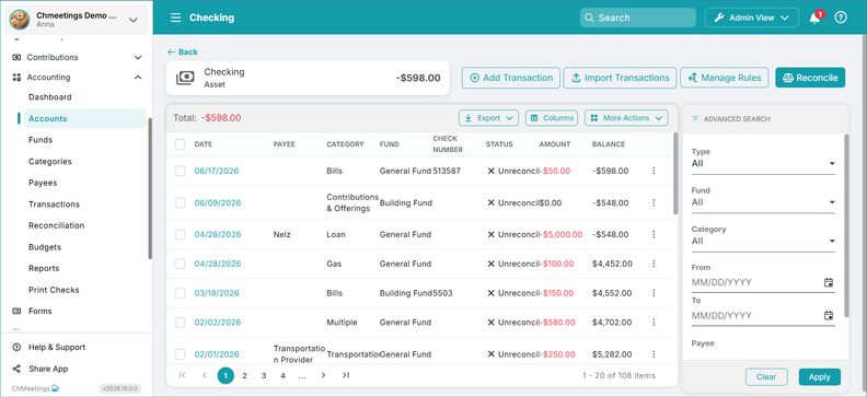 ChMeetings Improves Reconciliation and Adds Fund By Month Report