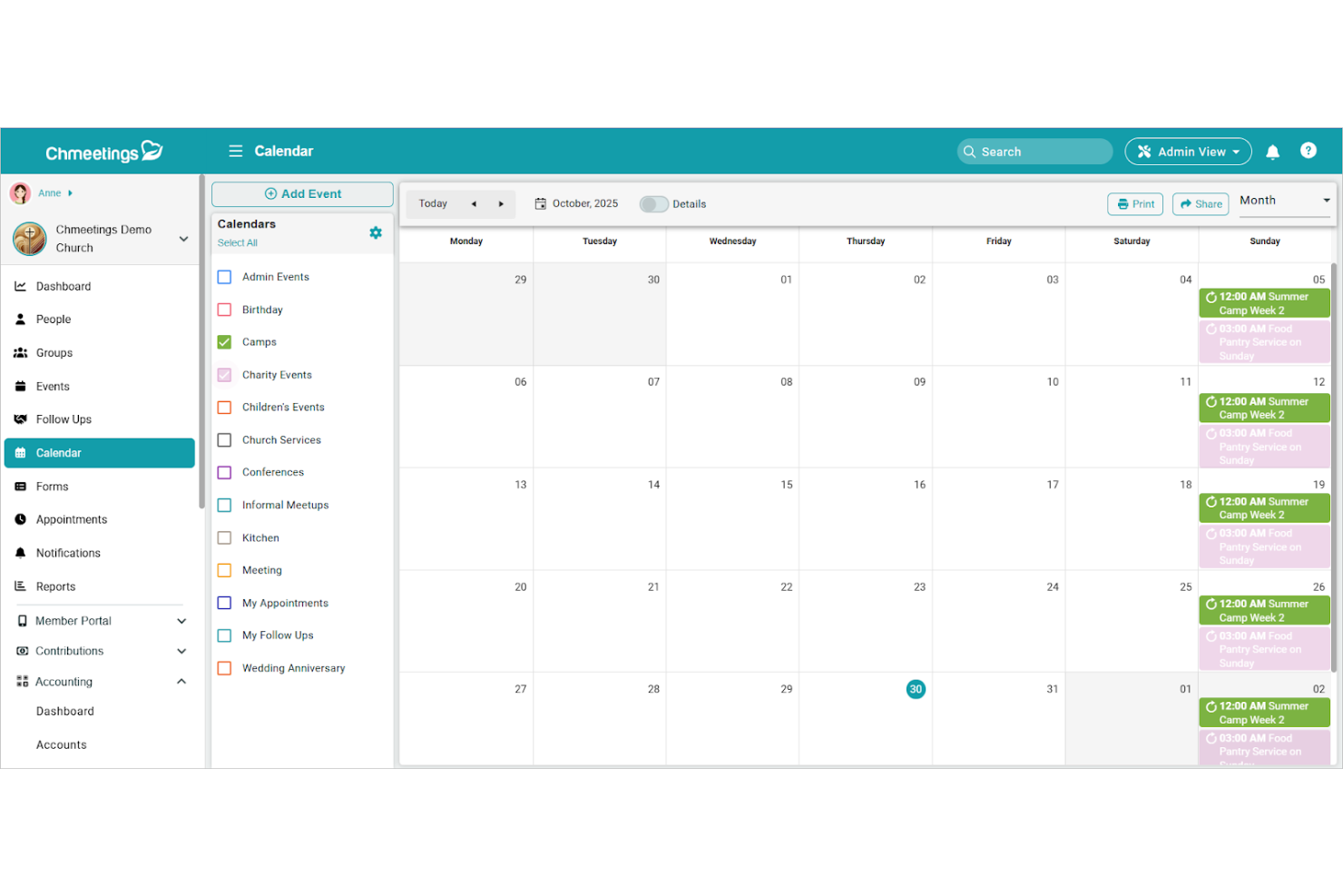 screenshot - ChMeetings Review: Pros, Cons, Features and Pricing