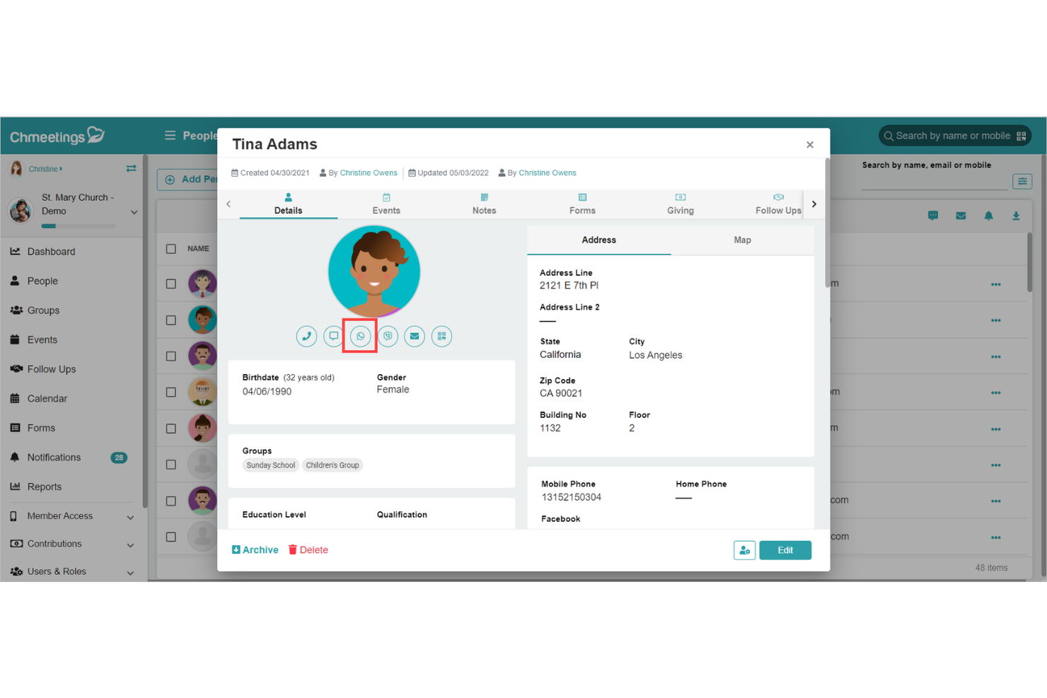 screenshot - ChMeetings Review: Pros, Cons, Features and Pricing