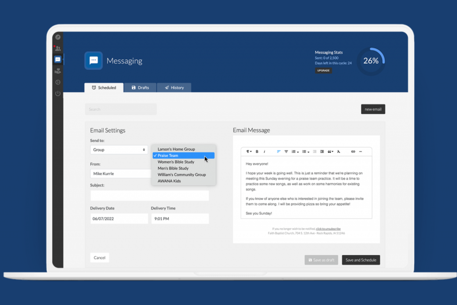 ChurchSpring screenshot - 10 meilleures plateformes de dons en ligne pour les églises en 2026