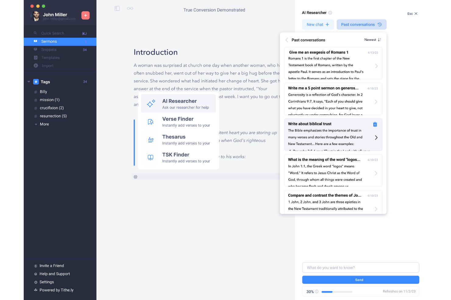 Sermonly screenshot - 10 meilleurs outils de génération de sermons par IA pour 2026