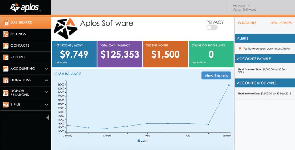 Aplos screenshot - 10 beste Spendenverwaltungssoftwares für Kirchen in 2026