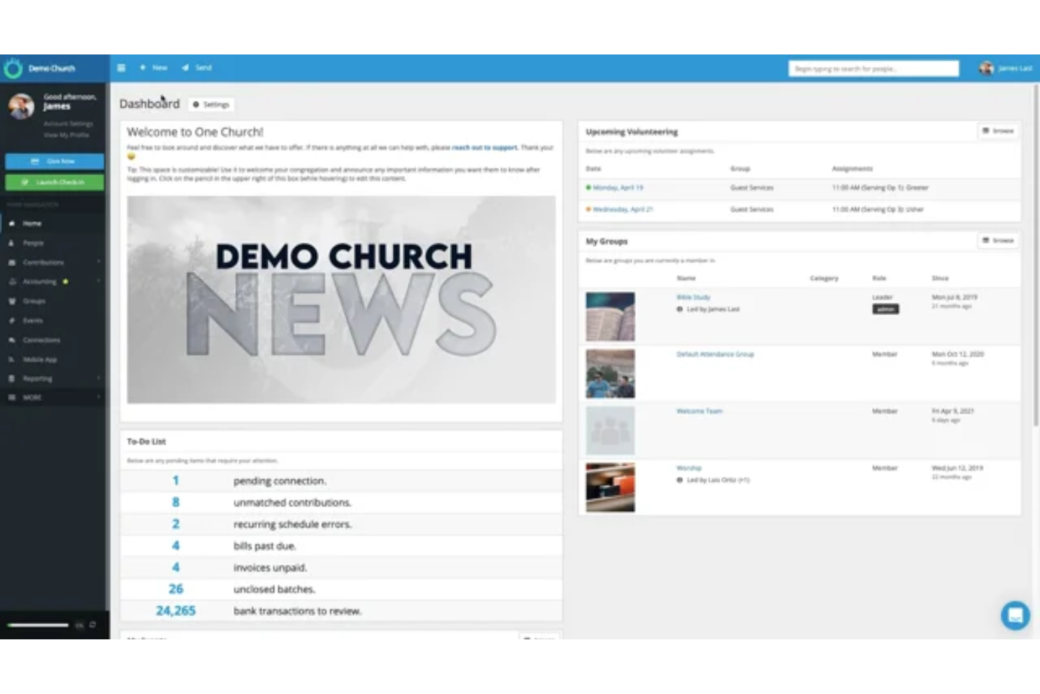 One Church Software screenshot - 1 Migliori Software di Gestione per Chiese per 2026