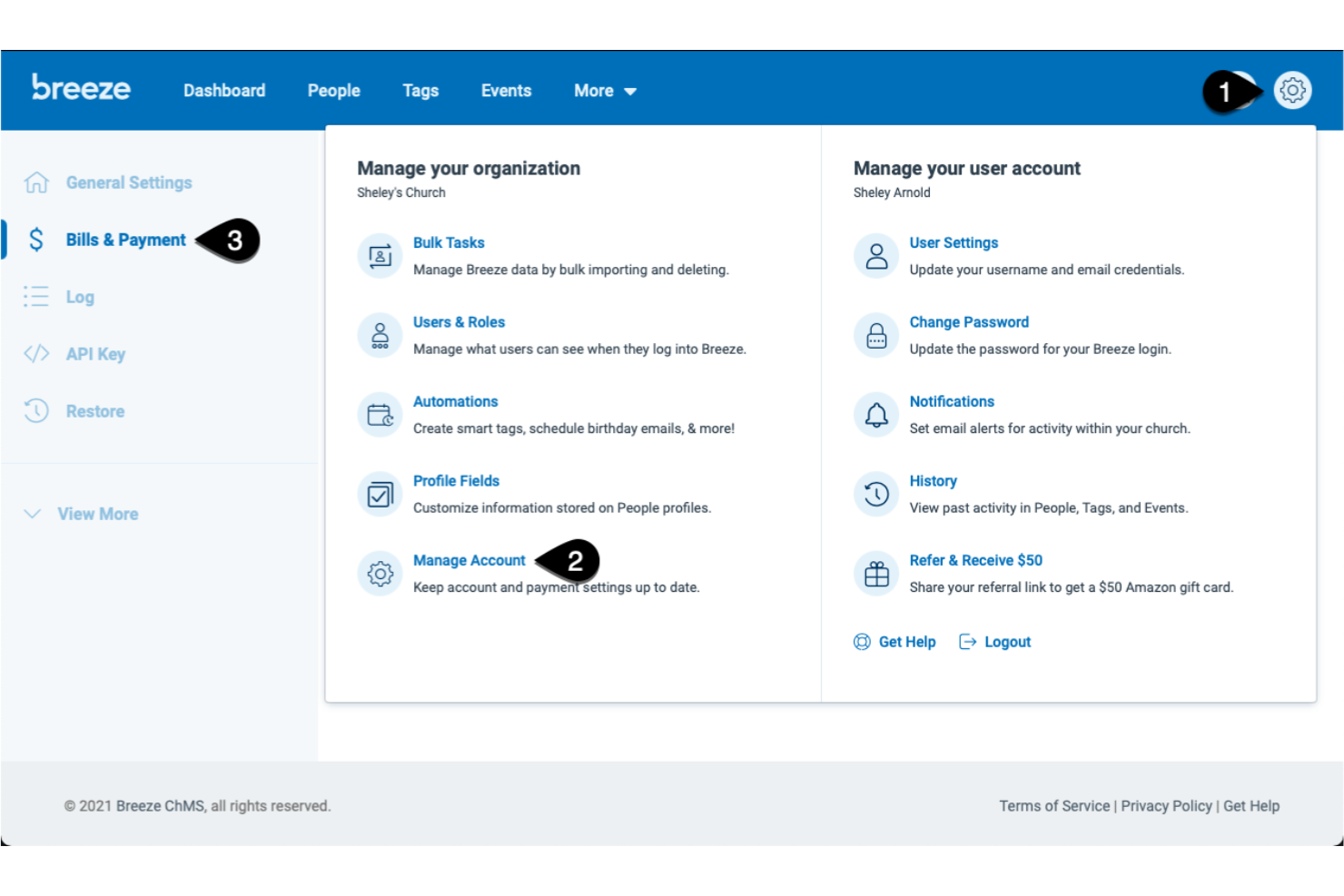 Breeze ChMS screenshot - 9 Mejores Herramientas de Gestión Financiera para Iglesias con IA en 2026