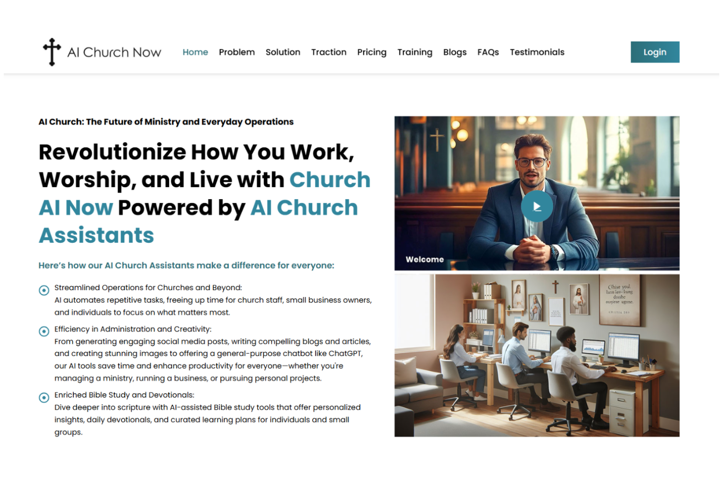 Church AI Now screenshot - 10 Migliori Soluzioni di Marketing per Chiese con IA nel 2026