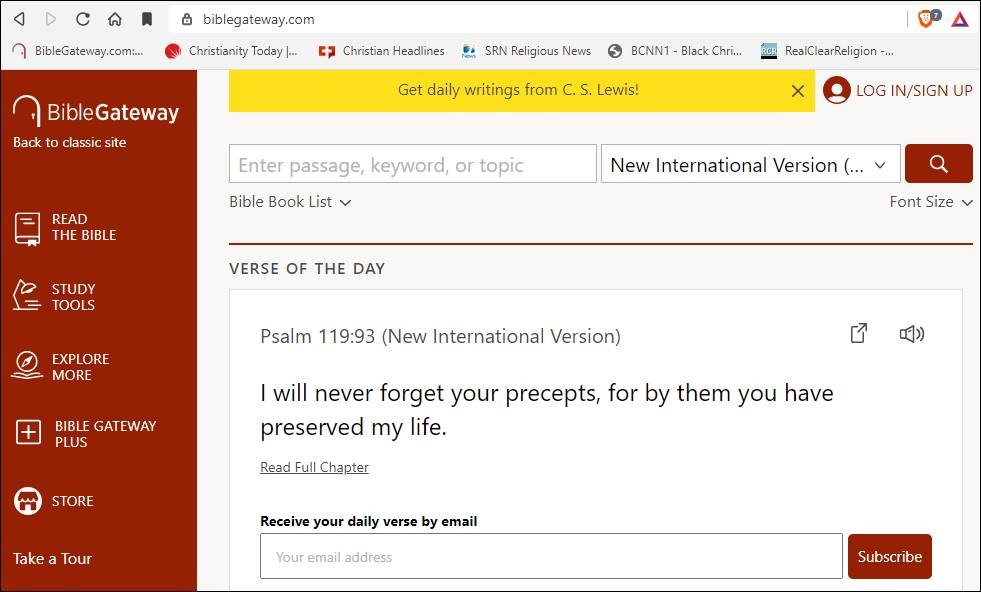 Bible Gateway screenshot - 10 migliori software biblici nel 2026