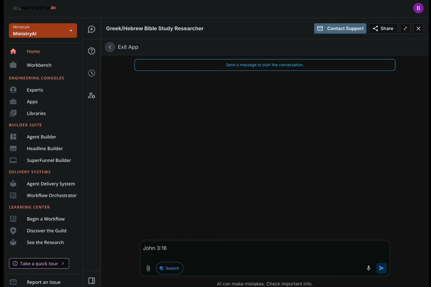 MinistryAI screenshot - Los 10 mejores programas de preparación de sermones con IA en 2026