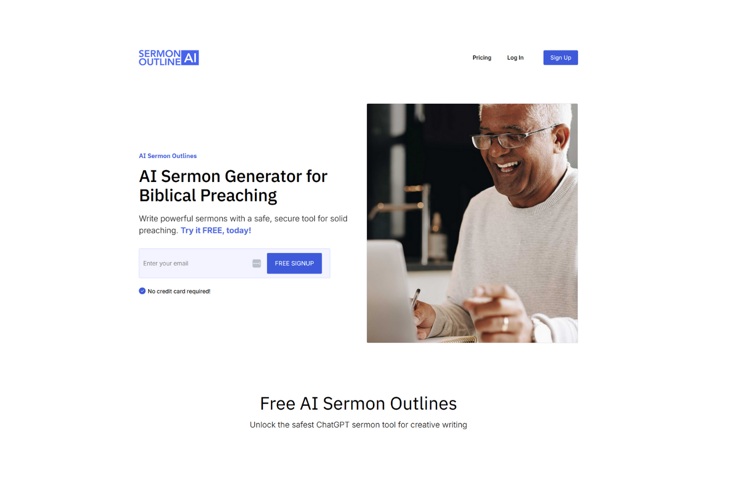 Sermon Outline AI screenshot - 10 Mejores Herramientas Generadoras de Sermones con IA para 2026