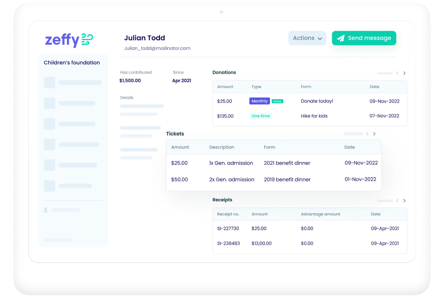 Zeffy screenshot - 10 Mejores Software de Gestión de Eventos para Organizaciones Sin Fines de Lucro en 2026