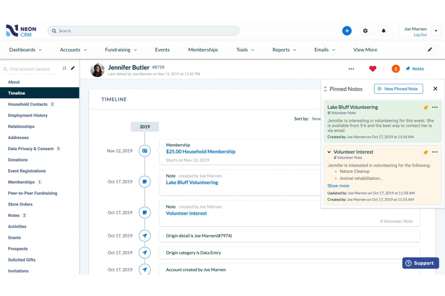 Neon CRM screenshot - 10 Mejores Software de Gestión de Eventos para Organizaciones Sin Fines de Lucro en 2026