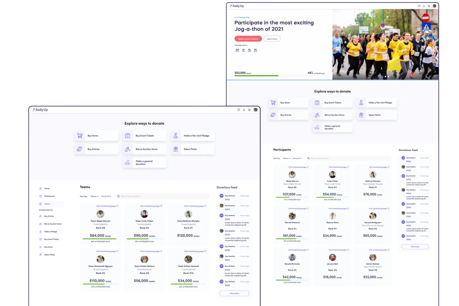 RallyUp screenshot - 10 Piattaforme di Raccolta Fondi Online per 2026