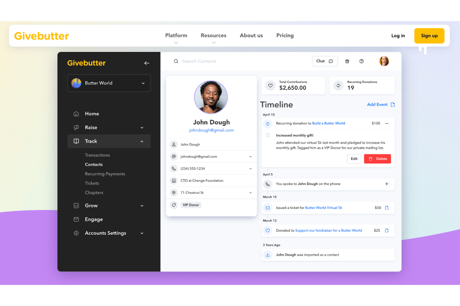 Givebutter screenshot - 10 plataformas de donaciones para 2026