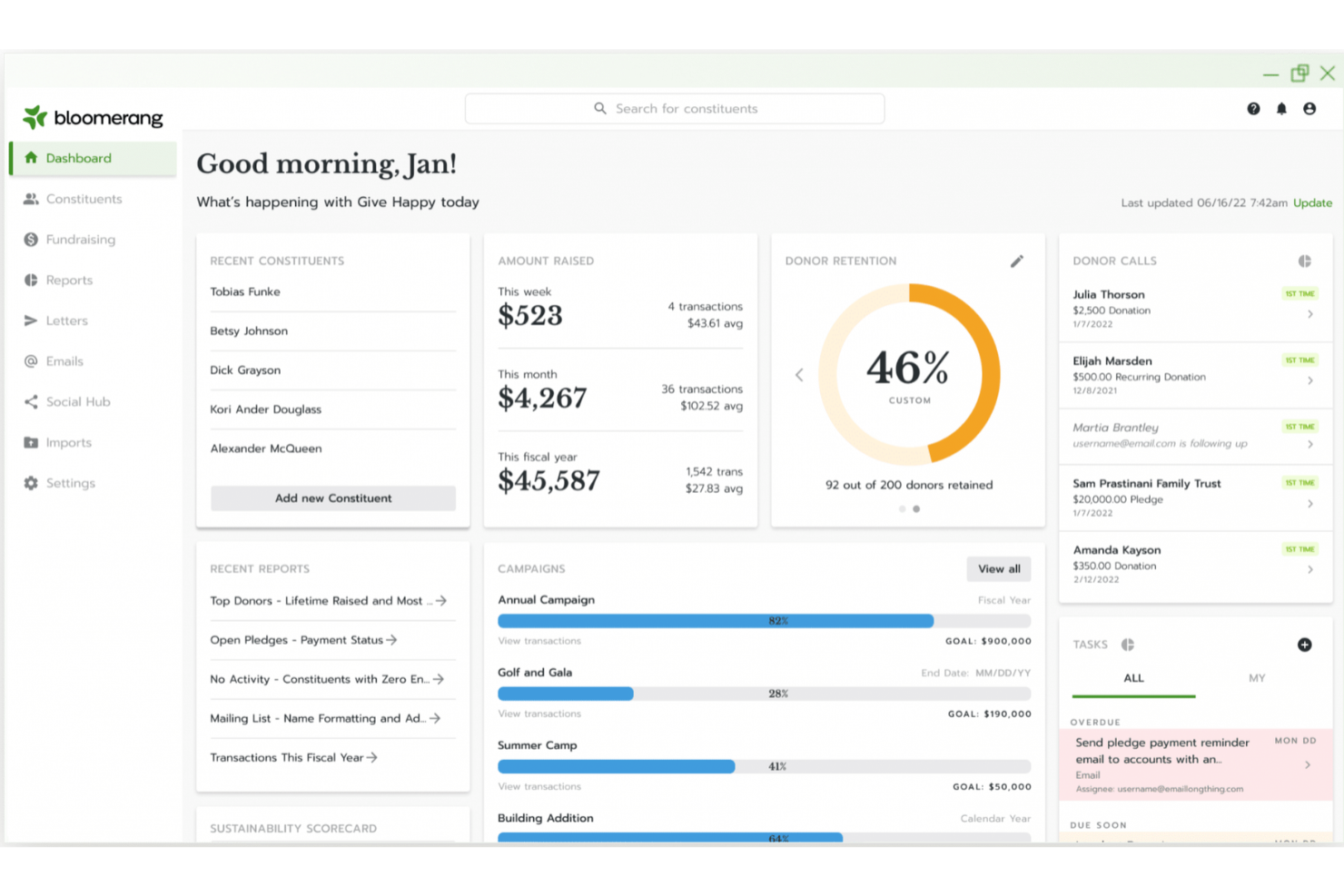 Bloomerang Volunteer screenshot - Le 10 Migliori Soluzioni di Gestione Volontari con AI nel 2026