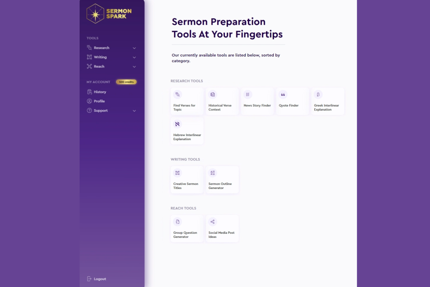 SermonSpark screenshot - 10 herramientas de IA para pastores en 2026