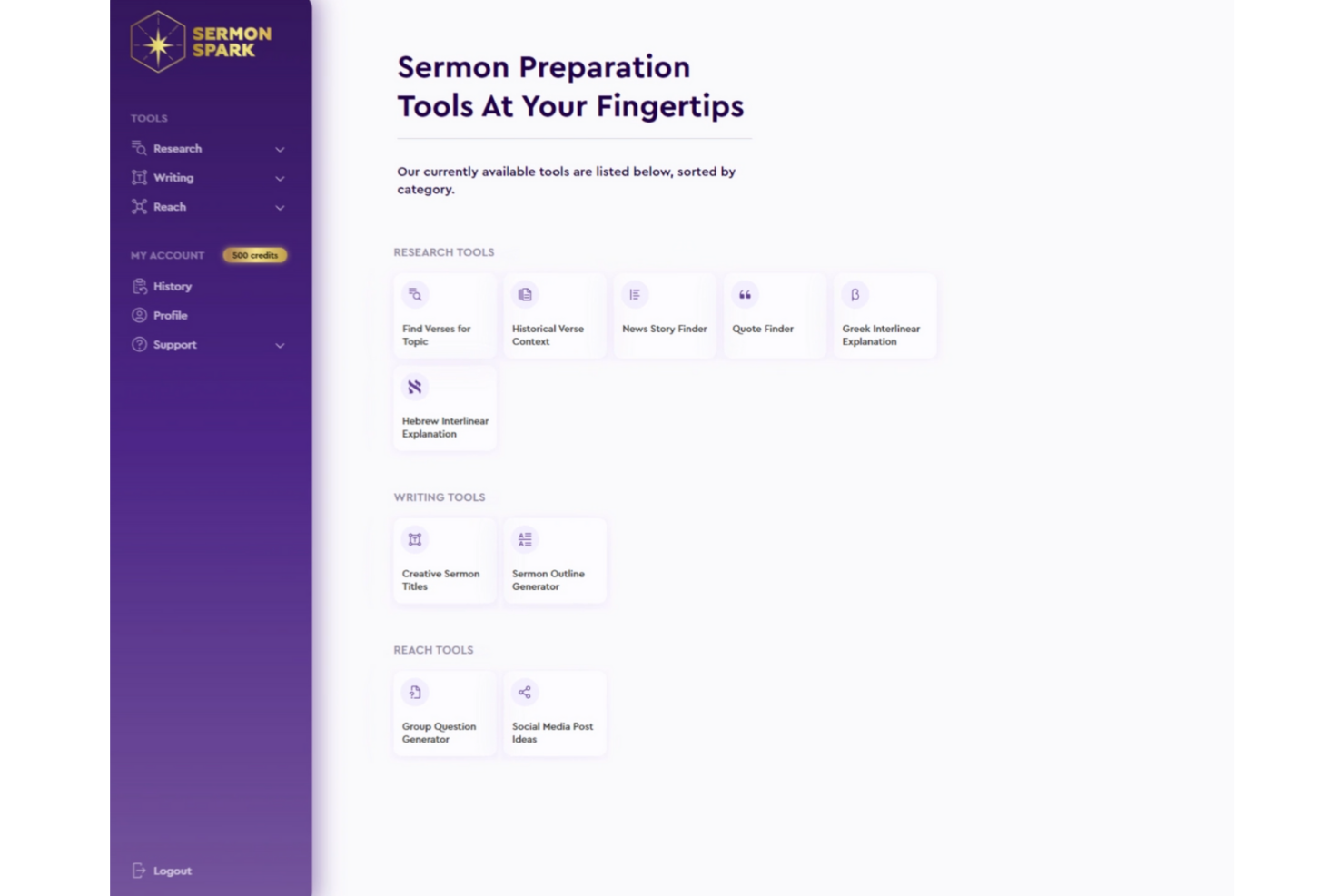 SermonSpark screenshot - 10 Mejores Herramientas Generadoras de Sermones con IA para 2026