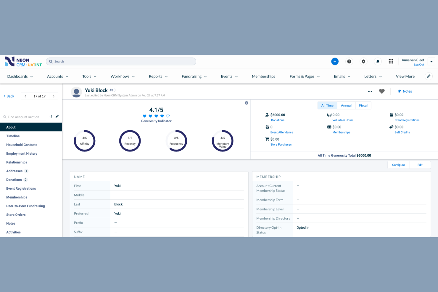Neon One screenshot - 10 Mejores Software de Gestión para Organizaciones Sin Fines de Lucro en 2026