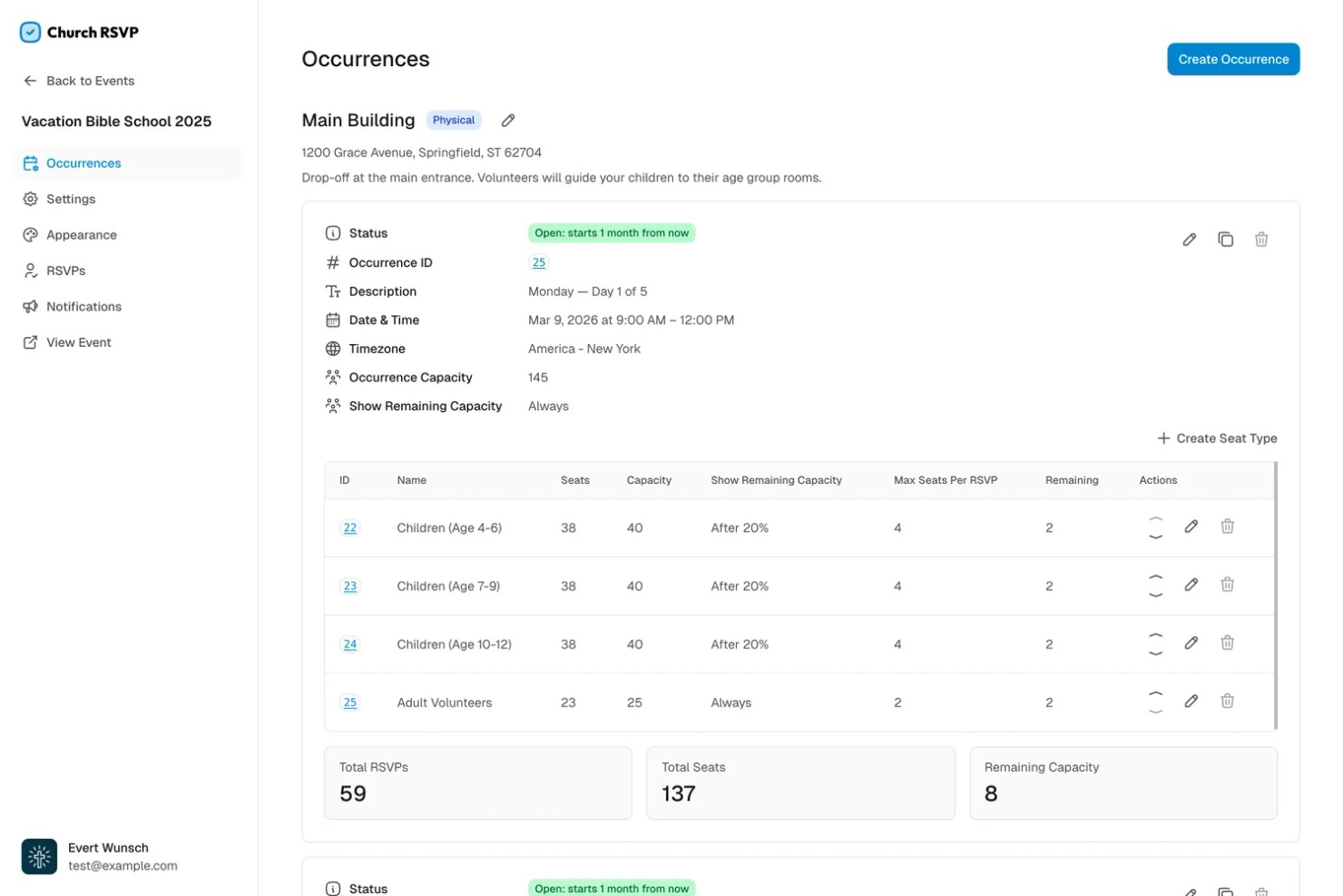 Church RSVP screenshot - 10 migliori piattaforme di iscrizione agli eventi recensite nel 2026