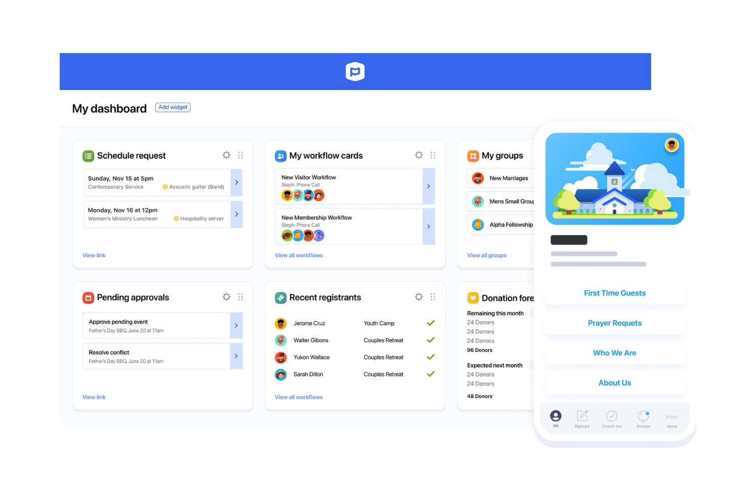 Planning Center screenshot - 10 migliori CRM per Chiesa recensiti nel 2026