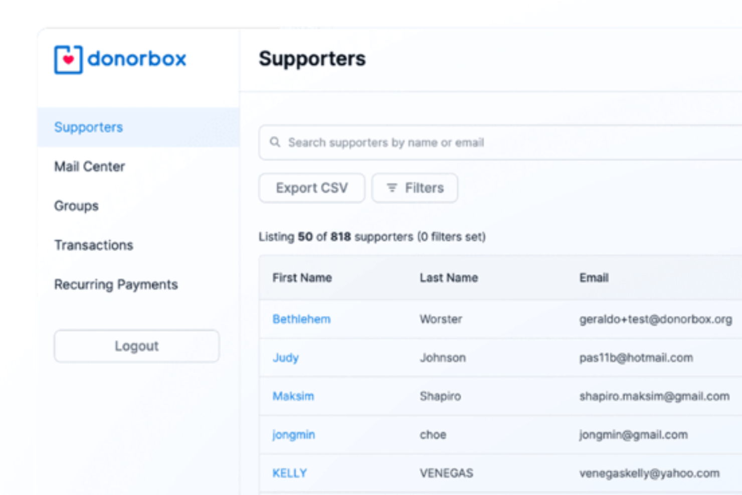 Donorbox screenshot - 10 Mejores CRM para iglesias revisados en 2026