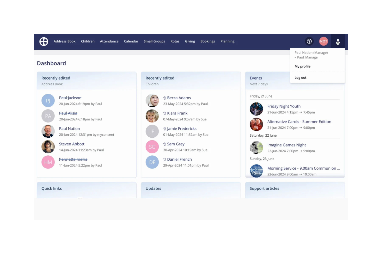 ChurchSuite screenshot - 10 Mejores CRM para iglesias revisados en 2026