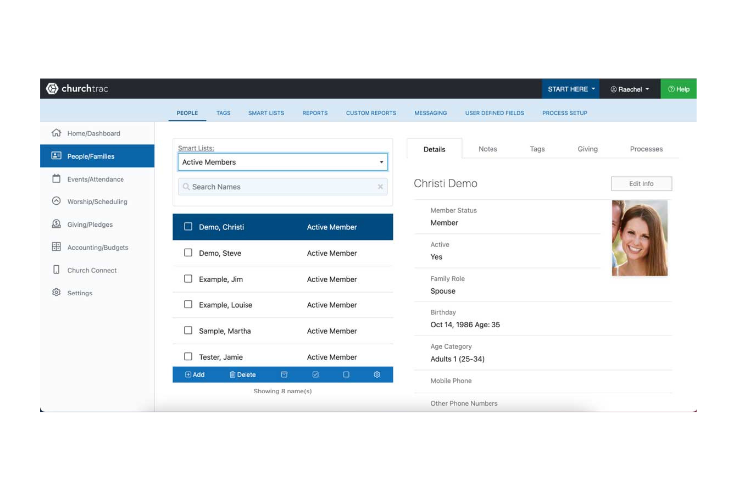 ChurchTrac screenshot - 10 Mejores CRM para iglesias revisados en 2026