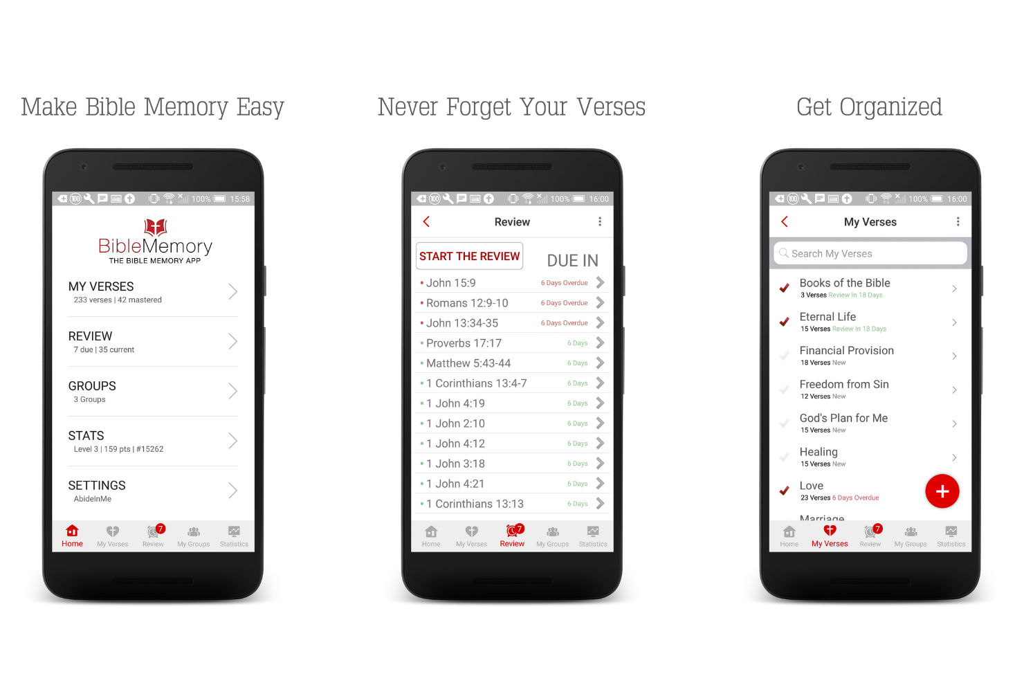 Bible Memory App screenshot - 14 aplicaciones para estudiar la Biblia en 2026