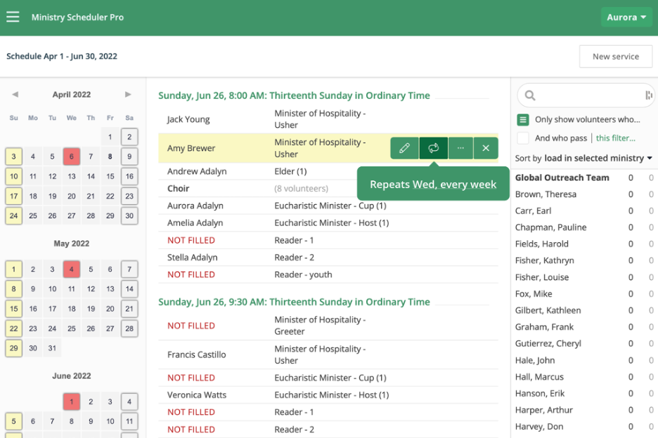 Ministry Scheduler Pro screenshot - 10 Mejores Programas para la Programación de Iglesias Evaluados en 2026