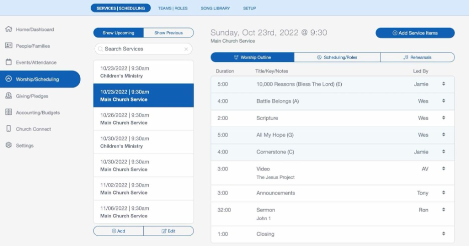 ChurchTrac screenshot - 10 Mejores Programas para la Programación de Iglesias Evaluados en 2026