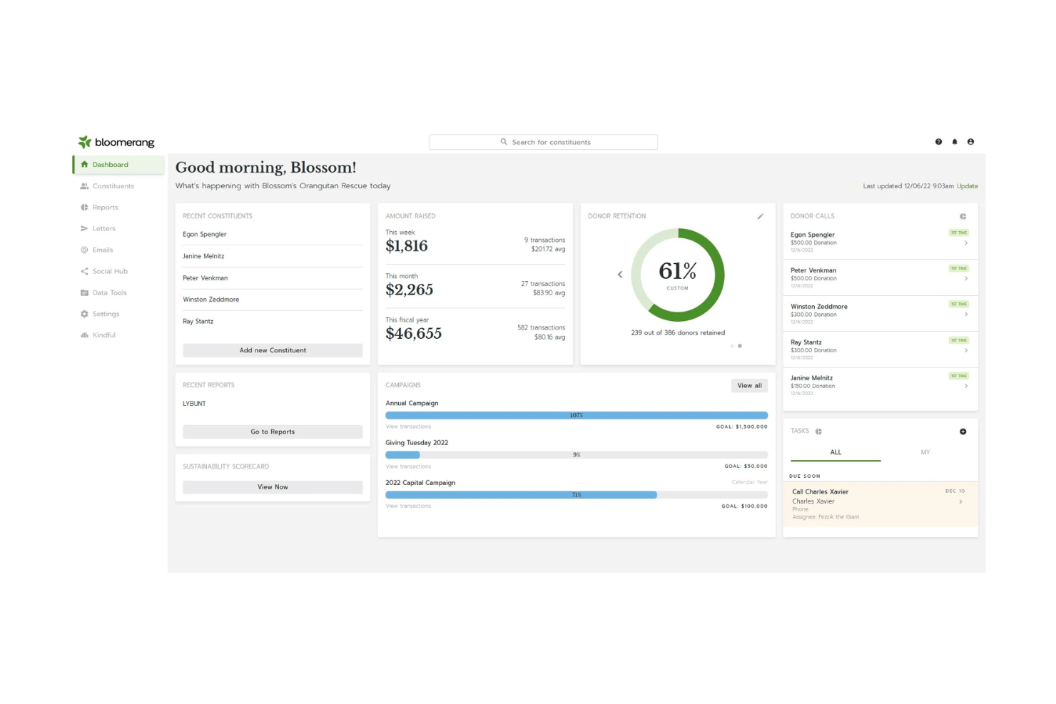 Bloomerang screenshot - 10 Mejores Alternativas a DonorPerfect Analizadas en 2026
