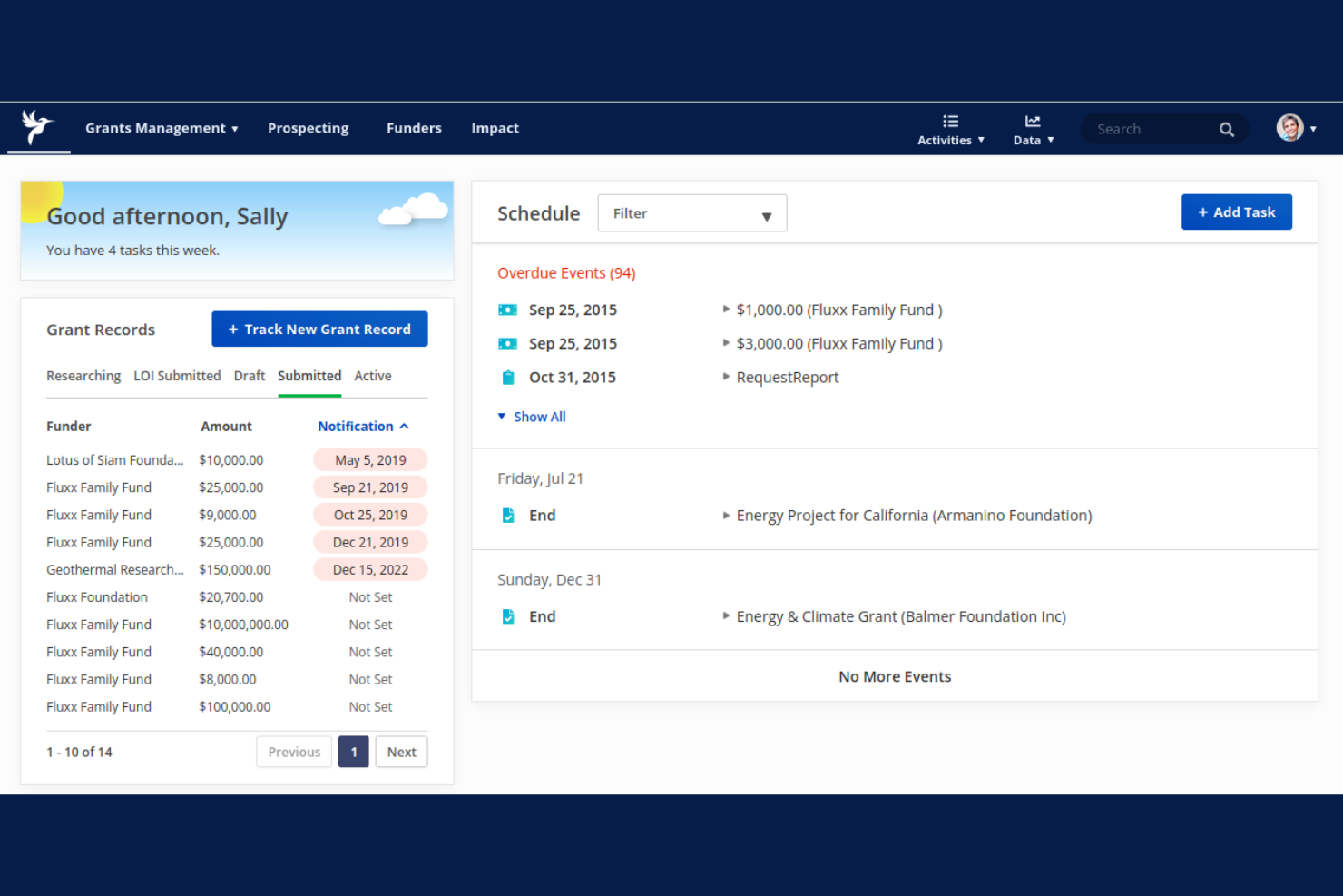 Grantseeker screenshot - 6 Migliori Software Gratuiti per la Gestione delle Sovvenzioni Recensiti nel 2026