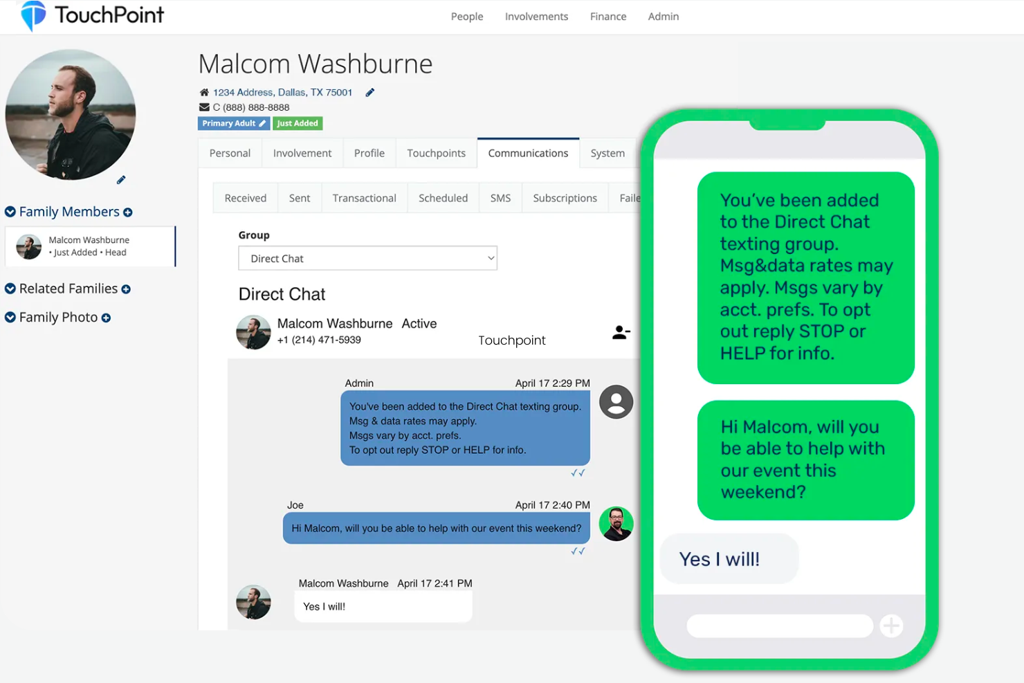 Touchpoint screenshot - Reseña de Breeze ChMS: Pros, Contras, Características y Precios