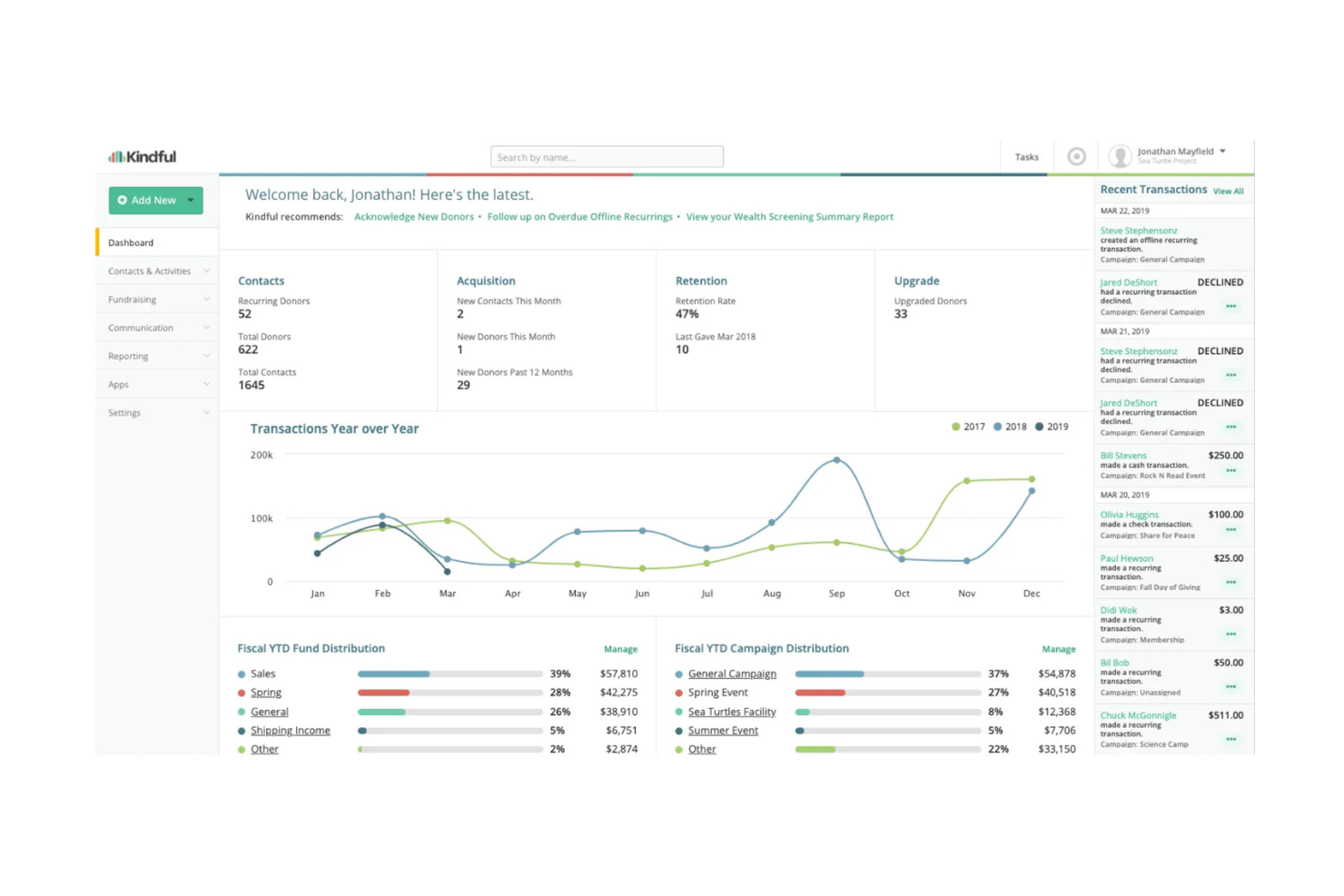 Kindful screenshot - 10 Mejores Alternativas a DonorPerfect Analizadas en 2026