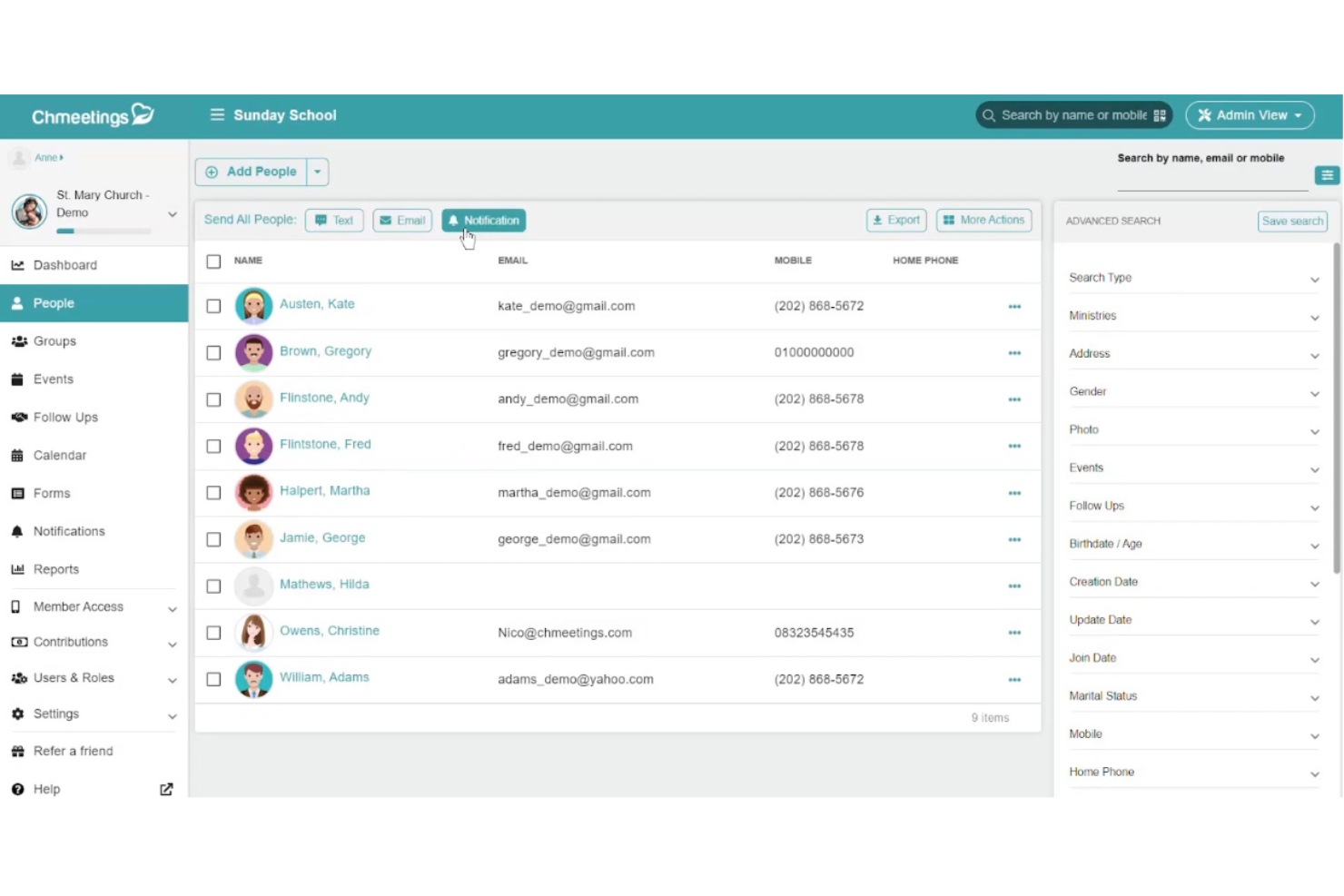 ChMeetings screenshot - 10 migliori alternative a Realm recensite 2026
