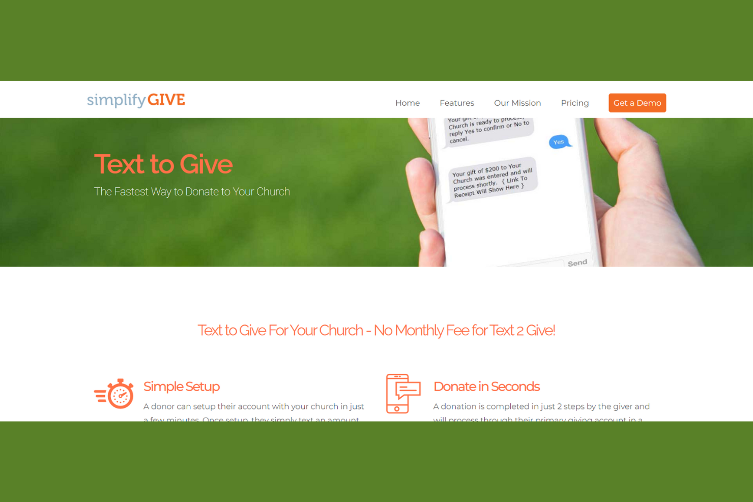 SimplifyGive screenshot - 10 mejores sistemas de donaciones por SMS para iglesias revisados en 2026
