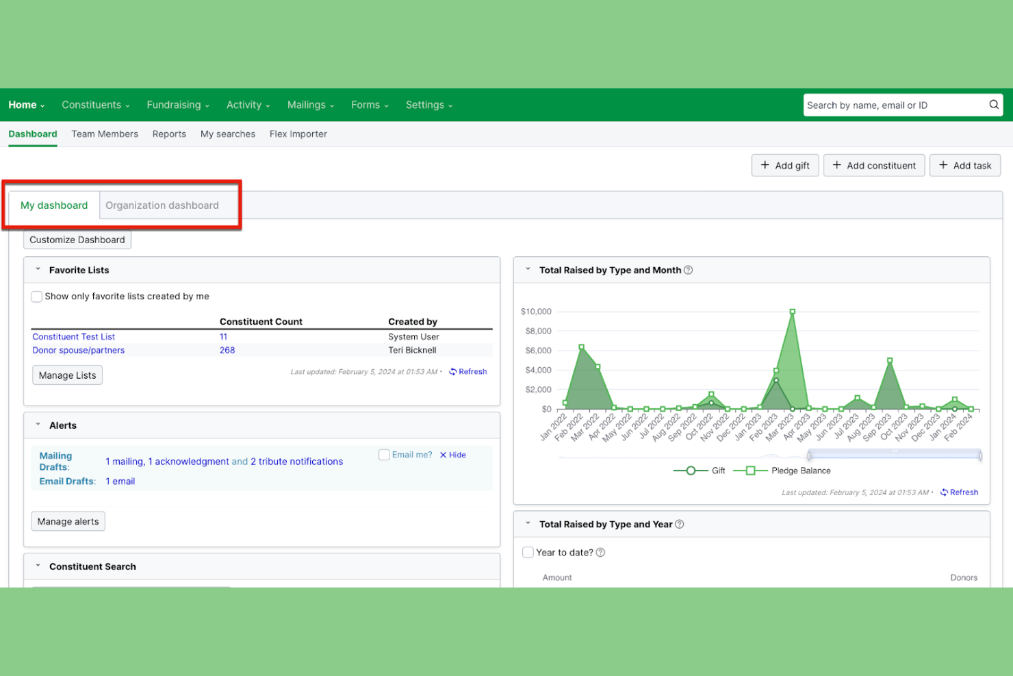 Little Green Light screenshot - I 10 migliori software per la gestione dei donatori per QuickBooks nel 2026